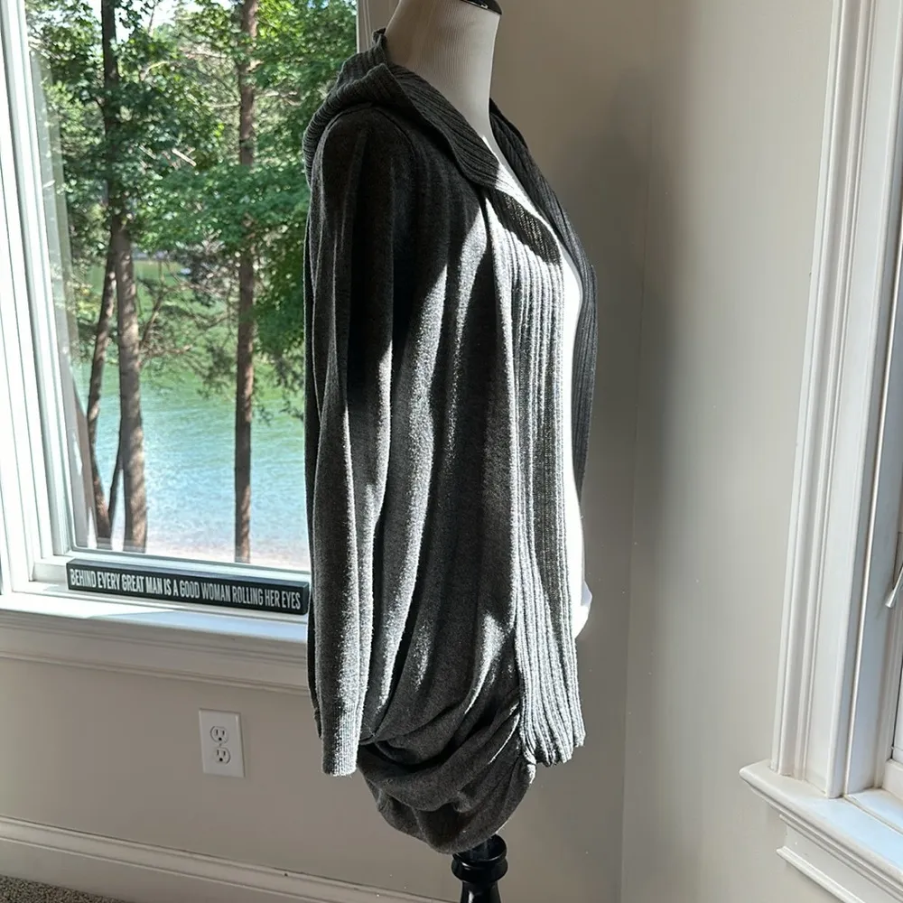 Ya Los Angeles Wool Blend Open Hoody Cardigan, Grey, Size Large, EUC - Image 4