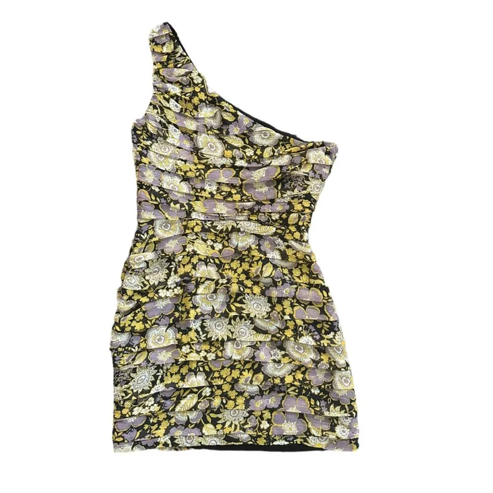NEW Zara Floral Ruched One Shoulder Mini Dress Cocktail Party Size Small NWT - Image 10