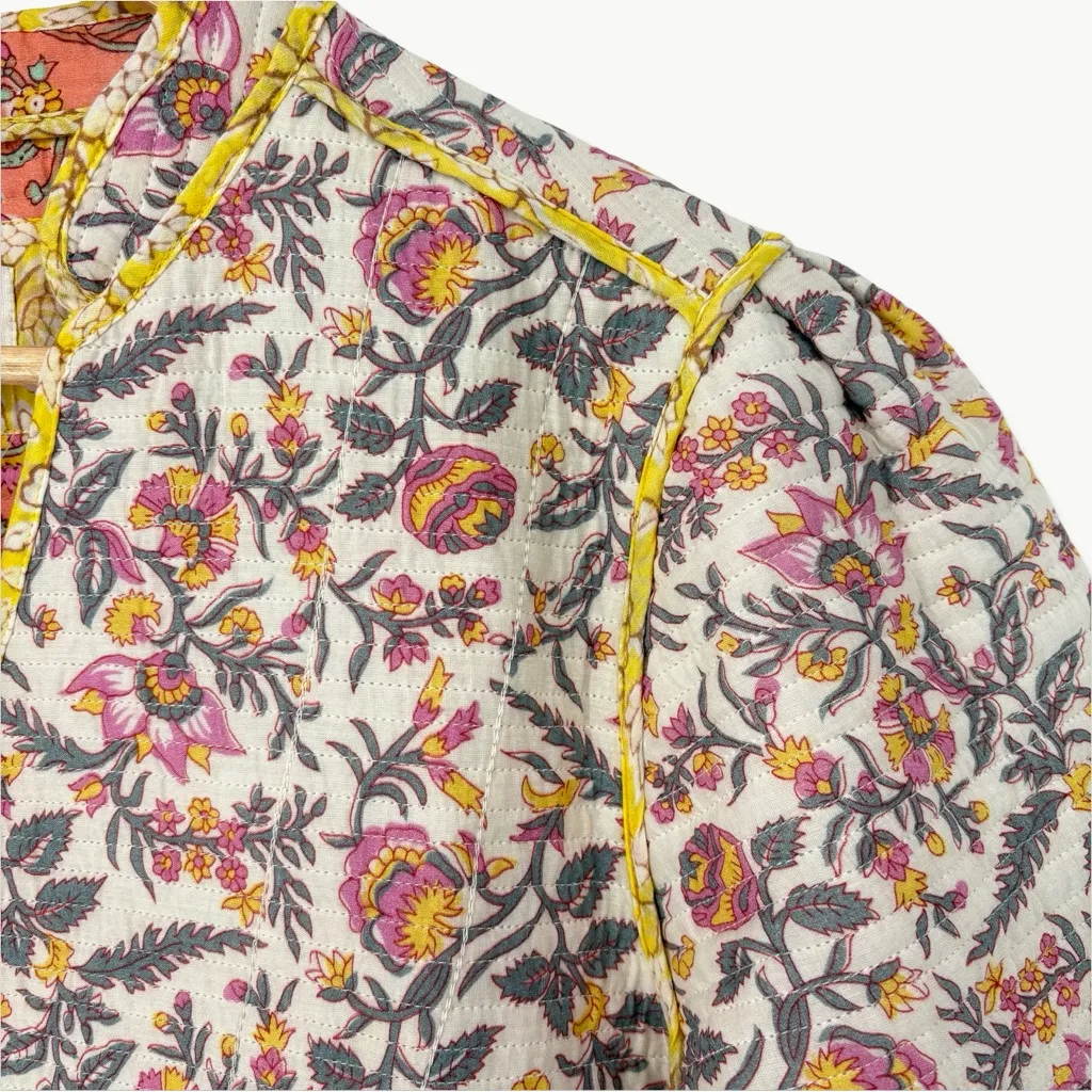 NWOT LLANI x Free People Sofi Reversible Floral Jacket | Small | Ivory/Coral - Image 5