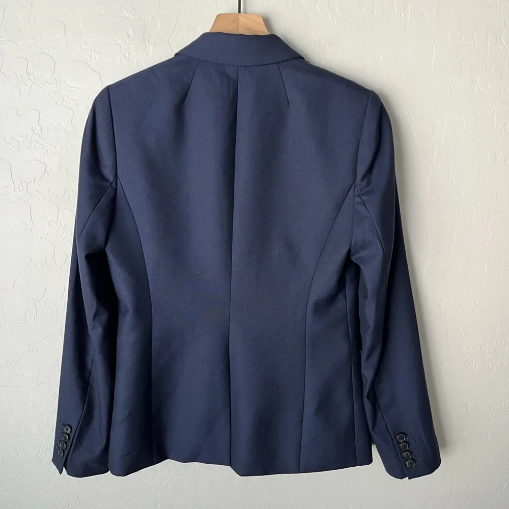 J. Crew 1035 VITALE BARBERIS CANONICO Wool Blend Blazer Navy Blue Size 6 - Image 3
