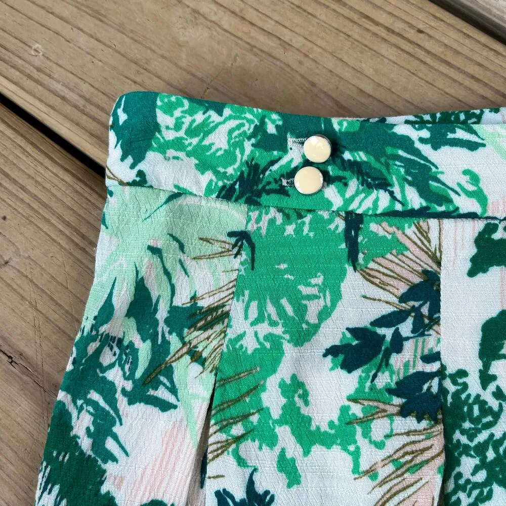 Anthropologie Elevenses Women's Kadu Green Pleated Mini Skort Shorts Size 2 - Image 7