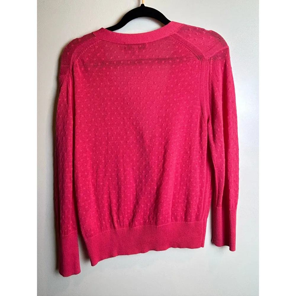 Juicy Couture Pink Coral Cardigan Size Large Gold Detail Swiss Dot Valentines - Image 5