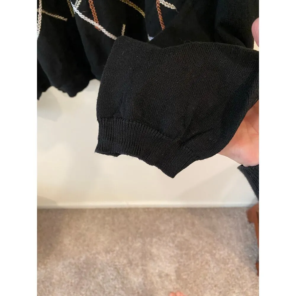 Stacy Adams Long Sleeve Silk Blend Embroidered Pullover Sweater Black Size XXL - Image 3