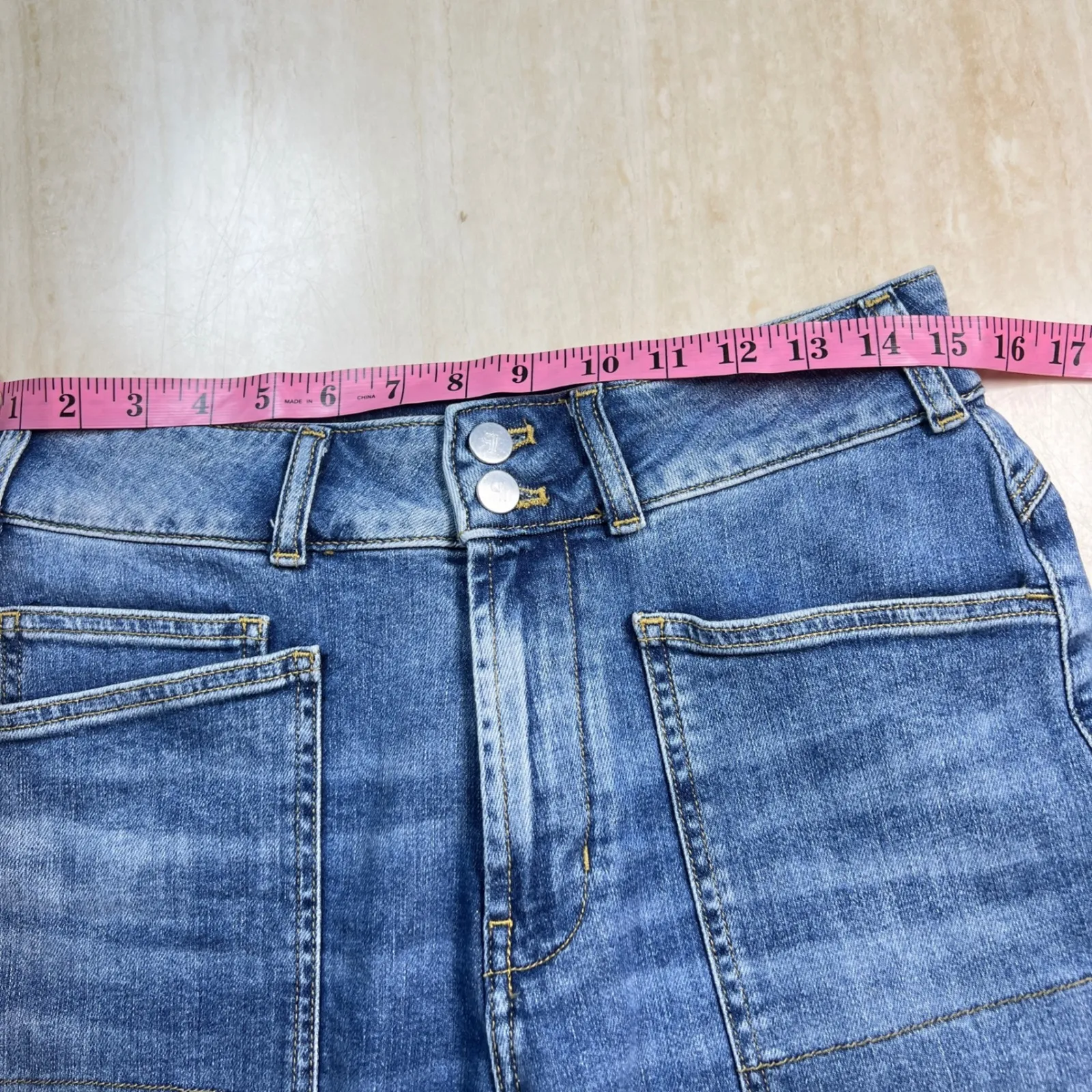 PILCRO Women's Size 28 Blue Denim Carpenter Jeans Utility Pockets Straight Leg - Image 8