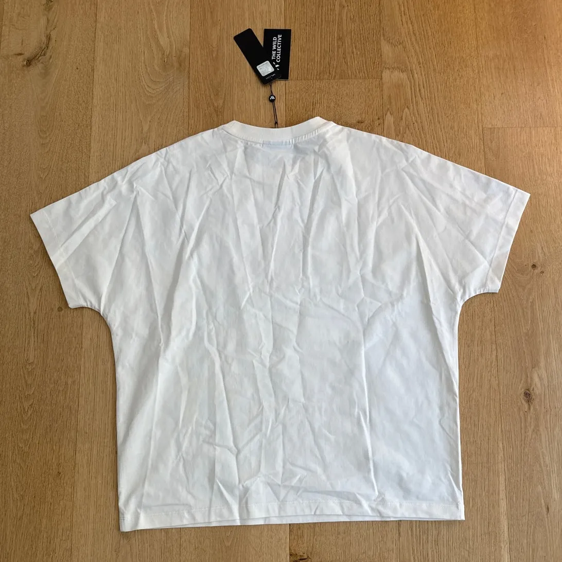 The Wild Collective Dolman Tee LA Rams Oversized Size S White Blue Yellow - Image 3