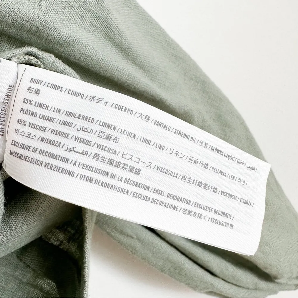 NWT Abercrombie & Fitch Sage Green Tie Front Puff Sleeve Crop Top sz Small - Image 10