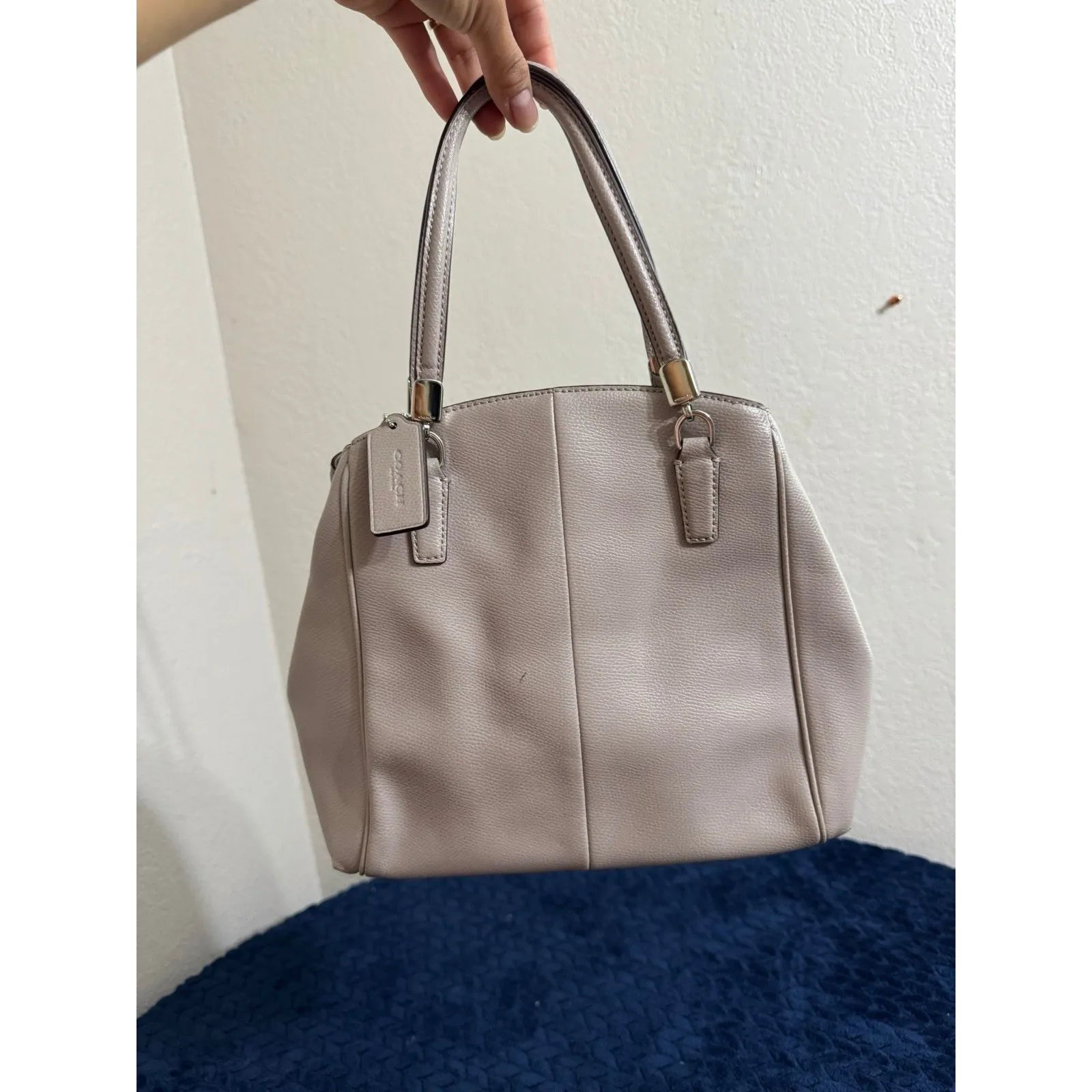 Coach Handbag Purse Minneta Chalk Cross Grained‎ Leather - Image 8