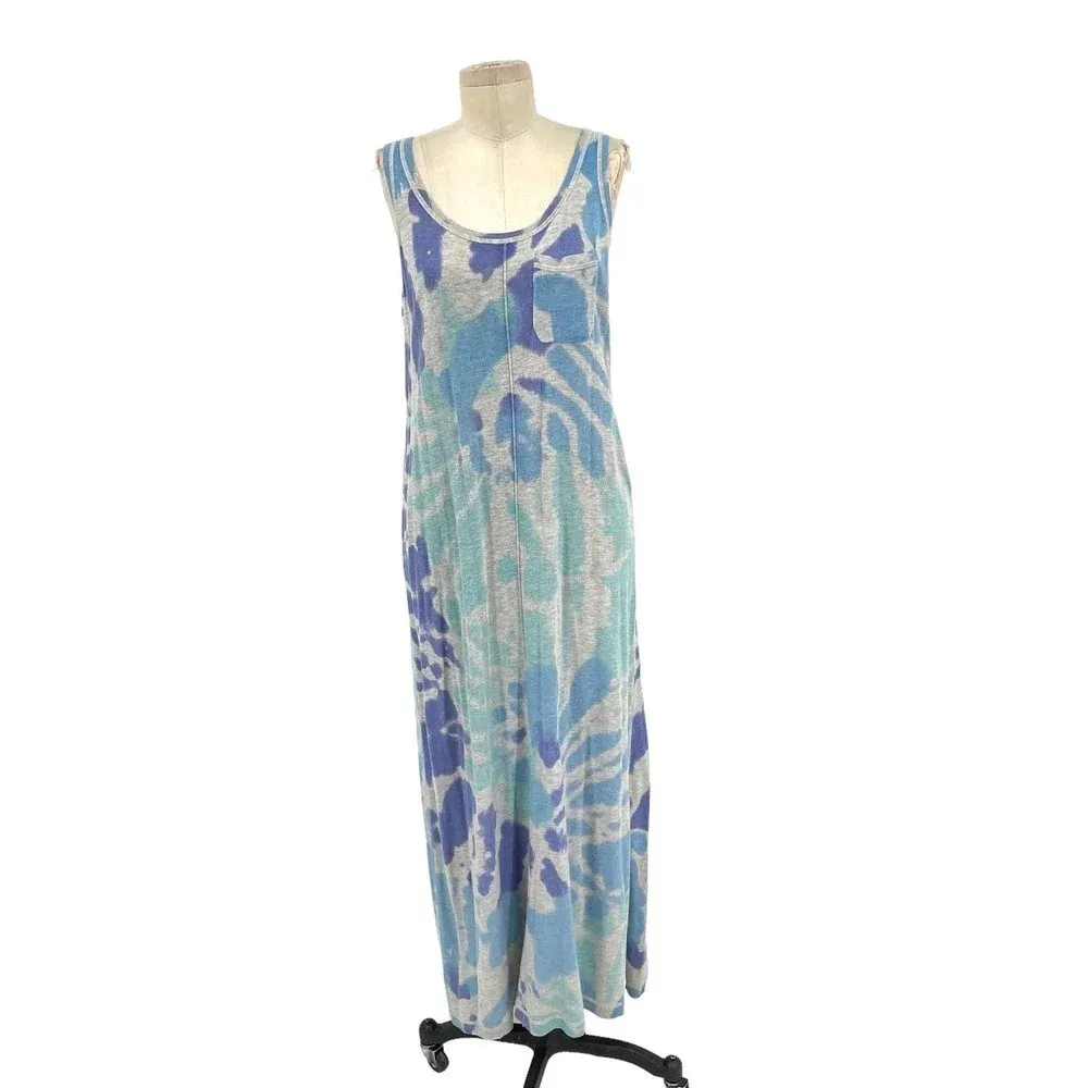 Lisa Todd Make A Splash Tie Dye‎ Maxi Tank Dress Gray Blue Purple Size Medium - Image 3