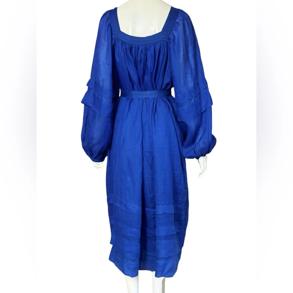 Banana Republic Royal Blue Midi Ramie Long Sleeve Dress Size XL - Image 3