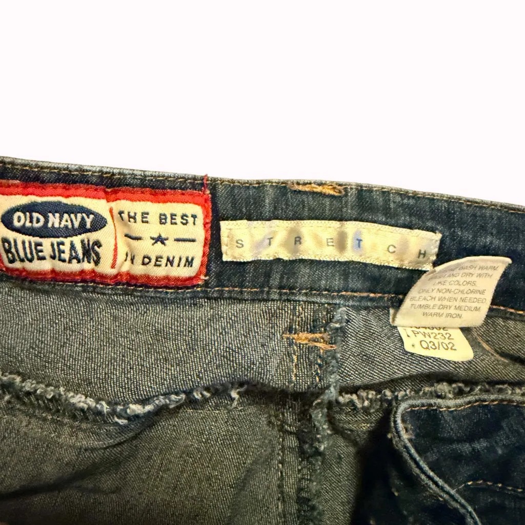 Old Navy Y2K Low Rise Flare Jeans Side Slit Hem 2002 Vintage Stretch Size 4-6 - Image 4