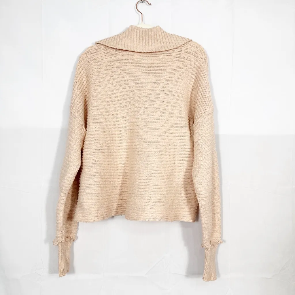 Free People Marlie Ribbed Pullover Sweater Collared Polo Oversized Dusty Pink - Image 4