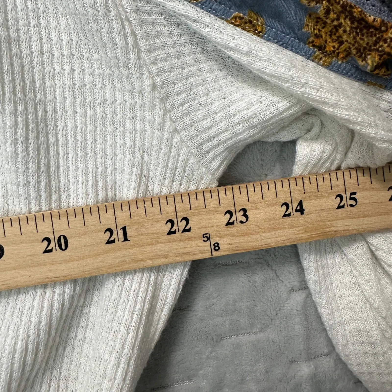 Free People Women XS White Waffle Knit‎ Boho Patchwork Top Festival Art Romantic - Image 5