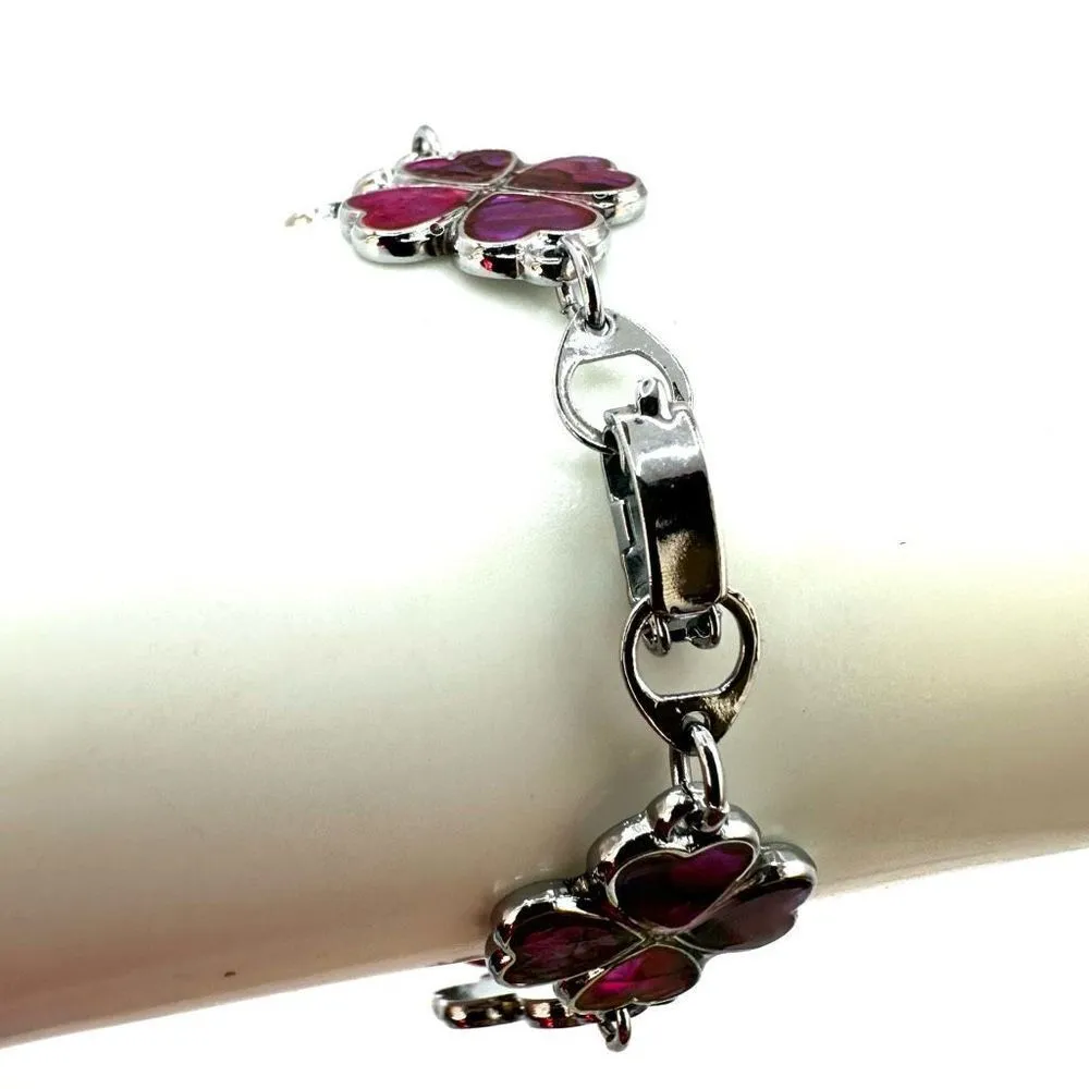Pink abalone four leaf clover shamrock bracelet - Image 5