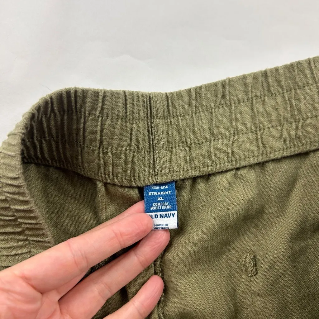 Old Navy Kombu Green Linen Blend High Rise Straight Leg Lounge Pant XL - Image 4