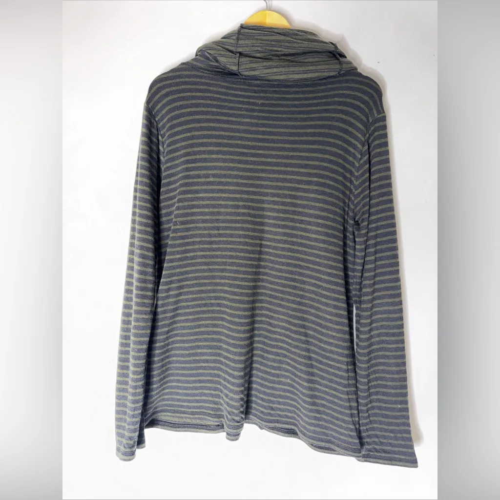 Toad & Co Medium‎ Profundo Pullover Cowl Neck Stripe Green Blue Top - Image 5