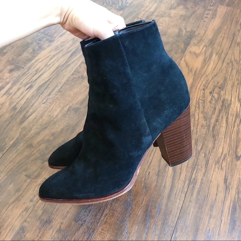 Sam Edelman • Blake suede bootie black leather heeled ankle boot pointed toe - Image 9
