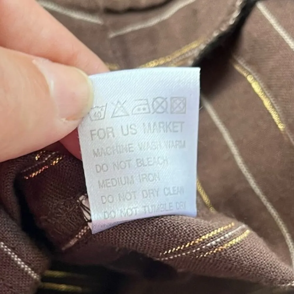 Vintage Couleurs d'ete Linen Blend Wide Pants Womens 4 Brown Metallic Y2k Retro - Image 11