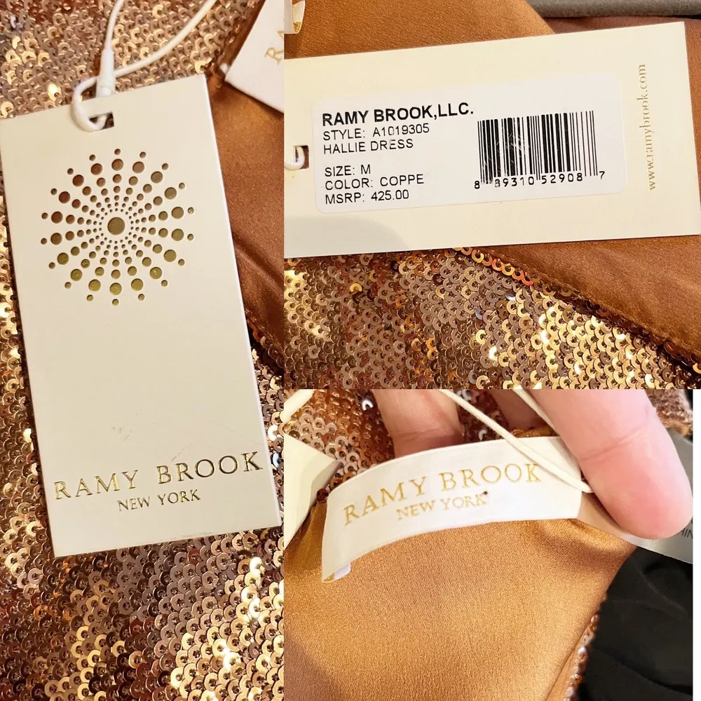 RAMY BROOK Hallie Sequined Dress Copper Shift Tunic Cocktail Mini Medium NWT - Image 7