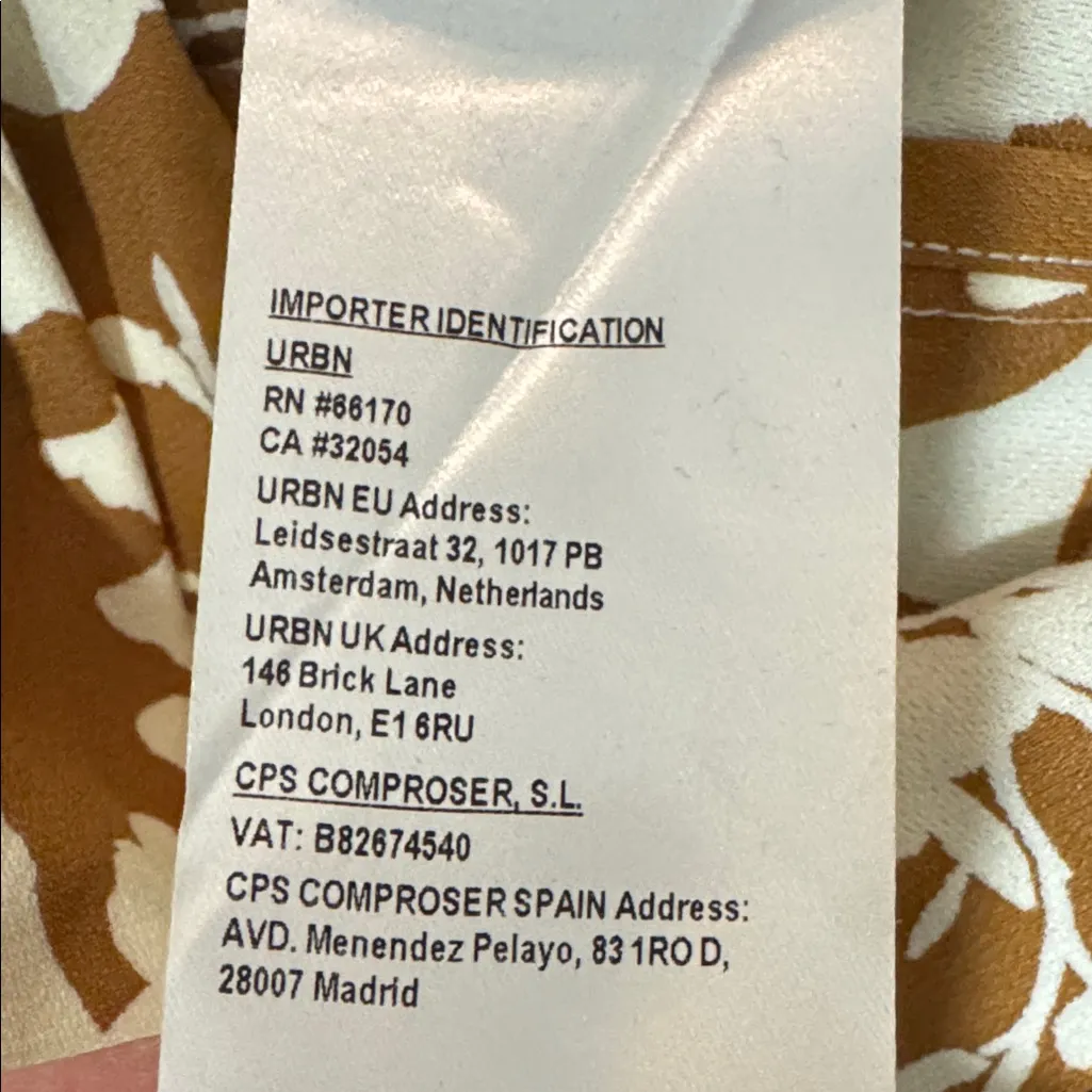 Exquisite Brown and Ivory Floral Blouse Side Zips Size XS - Image 7