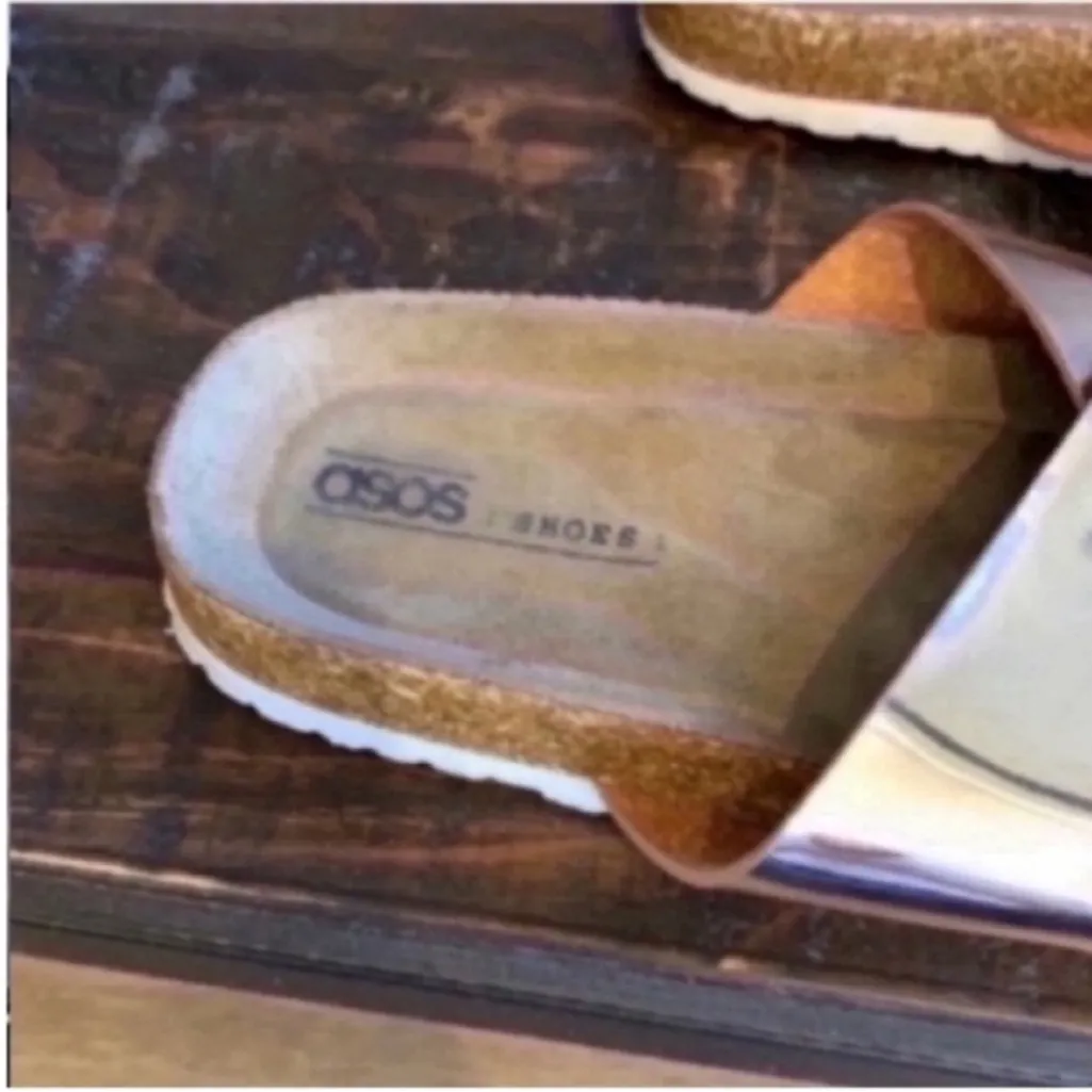 ASOS Metallic Rose Slide Sandals - Image 6