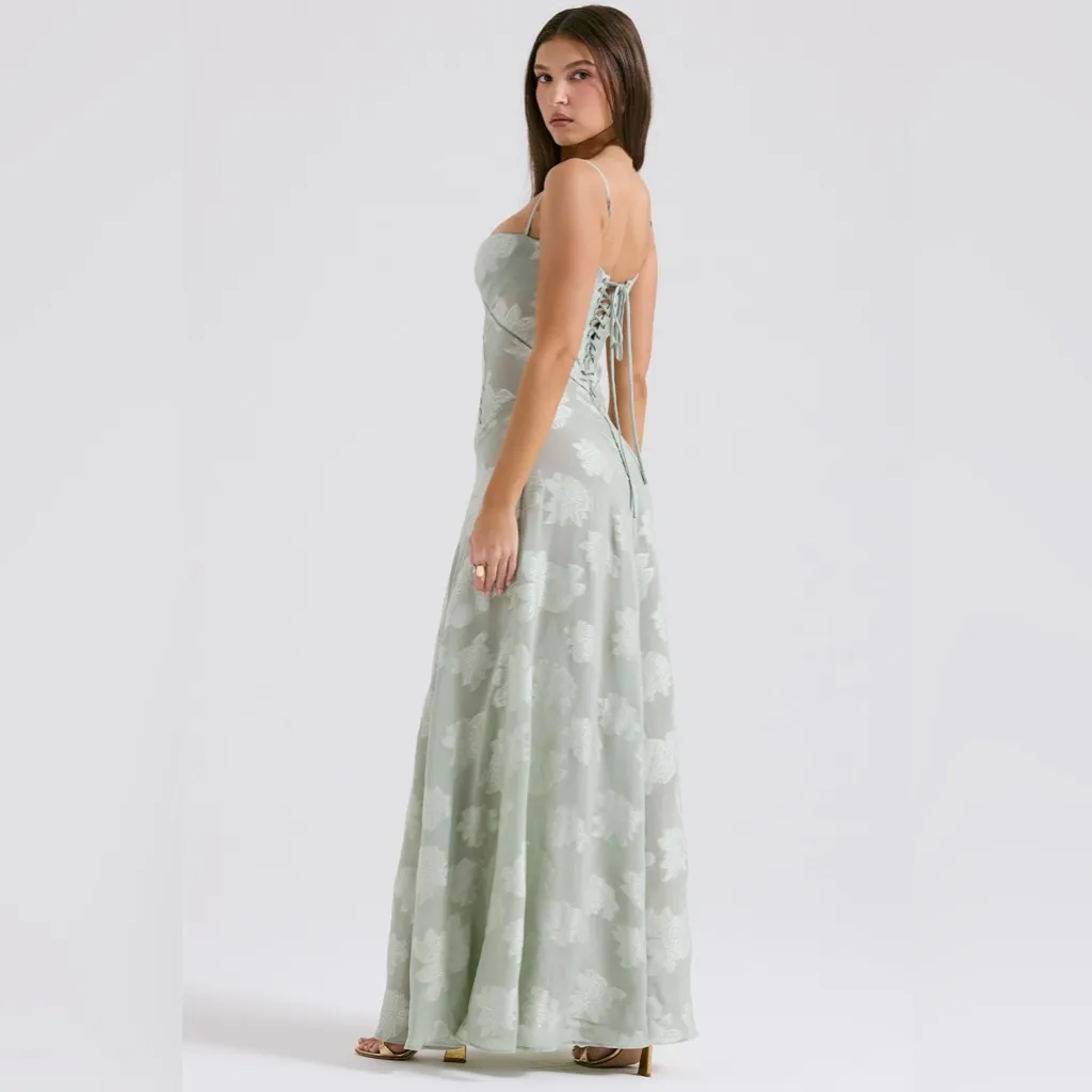 House of CB SEREN Pistachio Floral Lace Back Maxi Dress, Size X-Small, $285 - Image 10