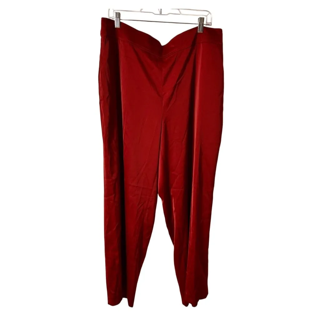 Anne Klein Size 2XL Business Casual Womens Red Pants Plus Elastic Waistband - Image 2