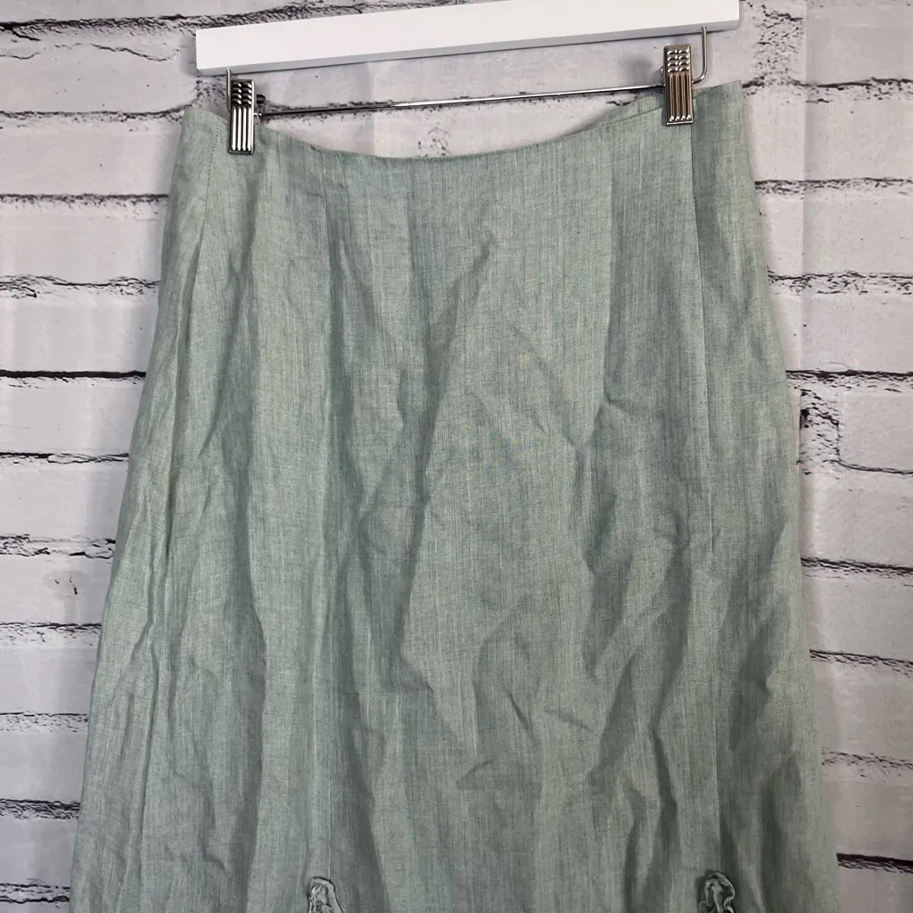 Margaret O’Leary Linen A-Line Maxi Skirt Slate Off-White Size M Cottagecore Boho - Image 5