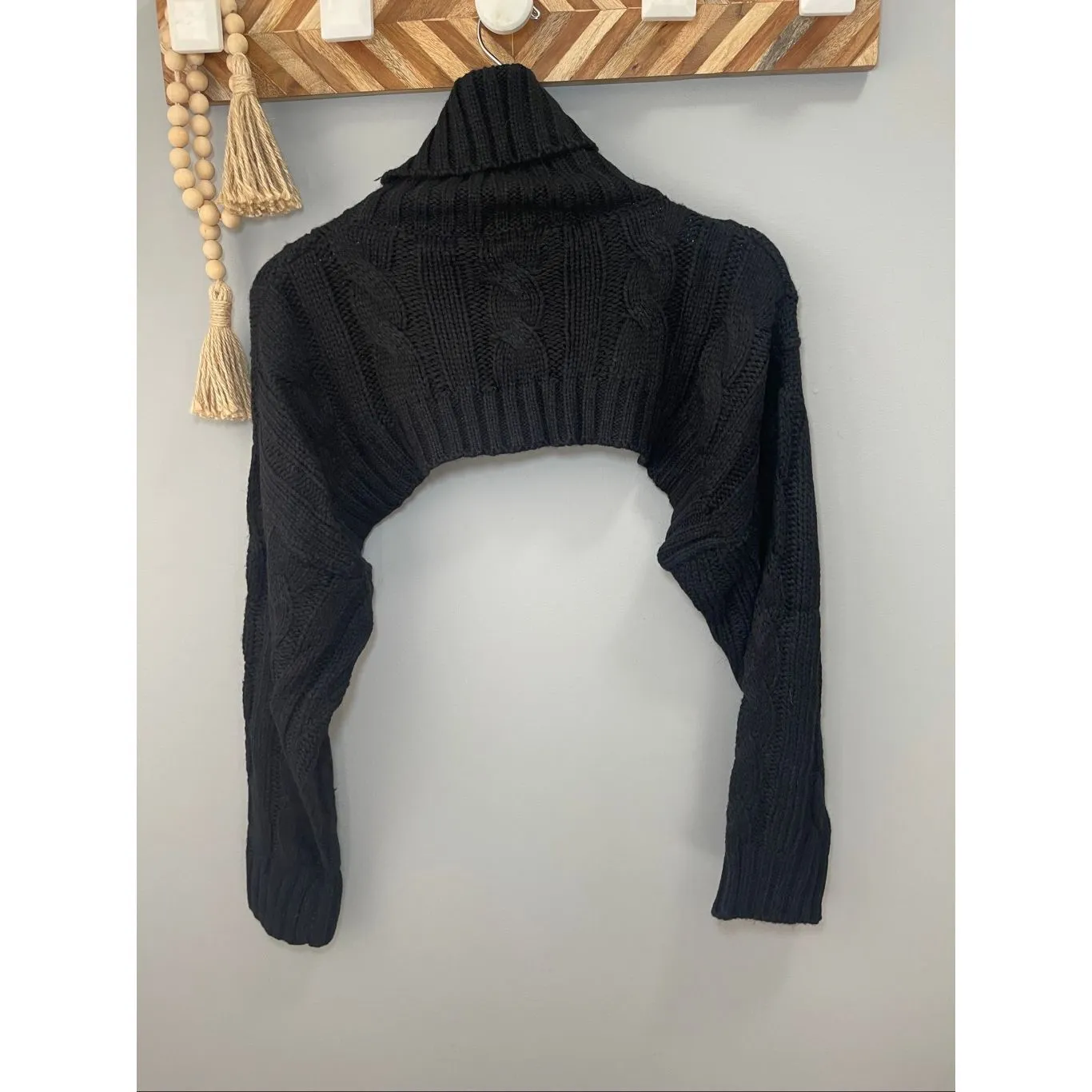 NWT privy black knit pullover turtleneck shrug Size Small - Image 2