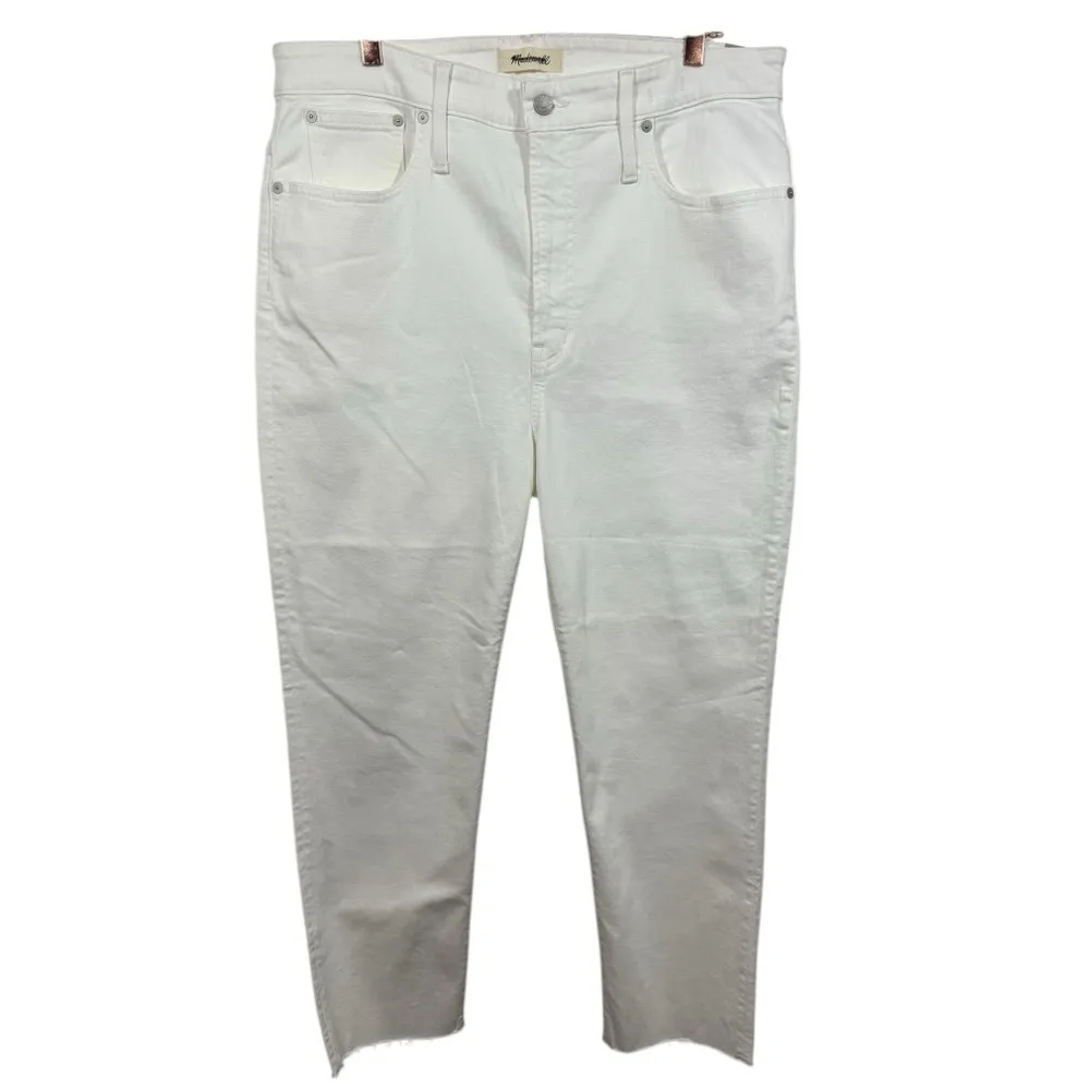 NWT Madewell The Perfect Vintage Jean Tile White Raw Hem‎ Size 33 - Image 7