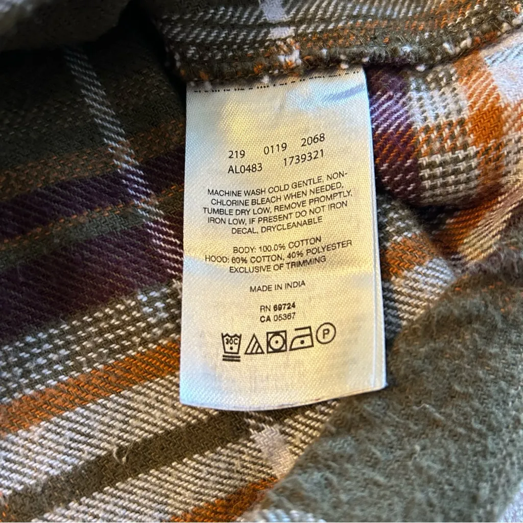 Columbia brown plaid flannel shacket with hood size XL gorpcore outdoors grunge - Image 7