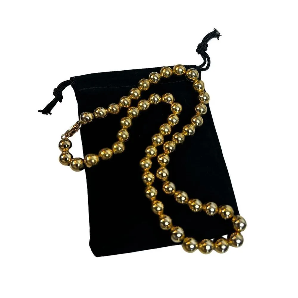 Single strand golden toned beaded necklace choker Gold - Image 9