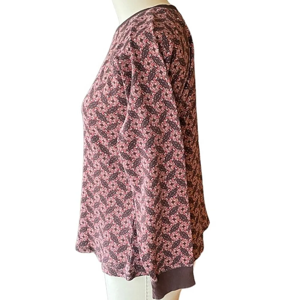 CABELA's Thermal Waffle Weave Willow Creek Wildflower Pullover Top Women's LARGE - Image 4