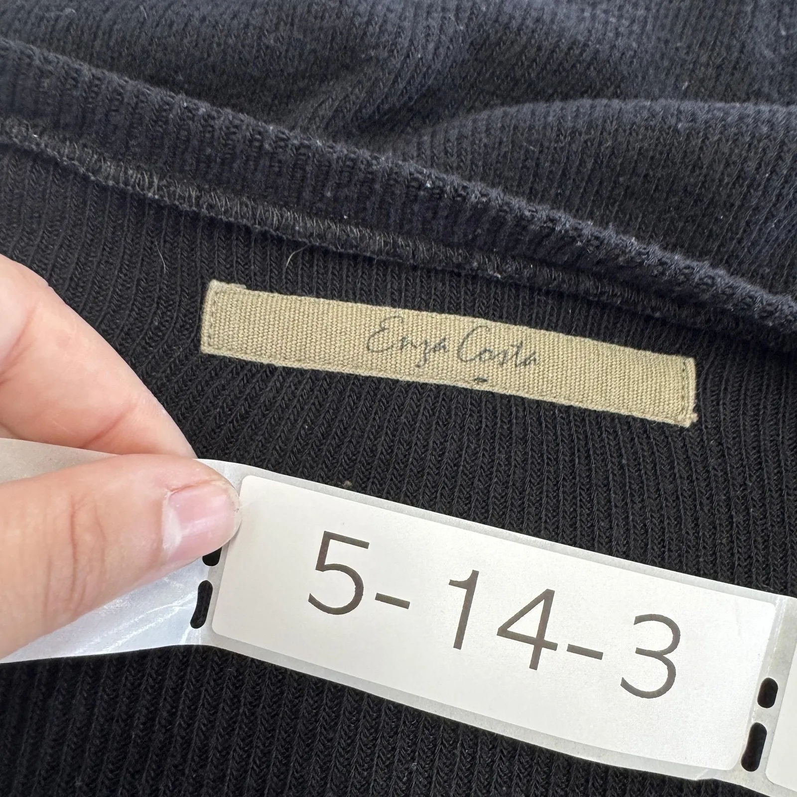 Enza Costa Sweater Womens Medium Black Pullover Knit Made USA Viscose Blend‎ - Image 3