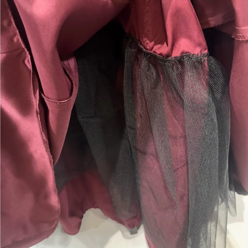 David’s Bridal satin and chiffon burgundy wine halter maxi dress size 16 - Image 5