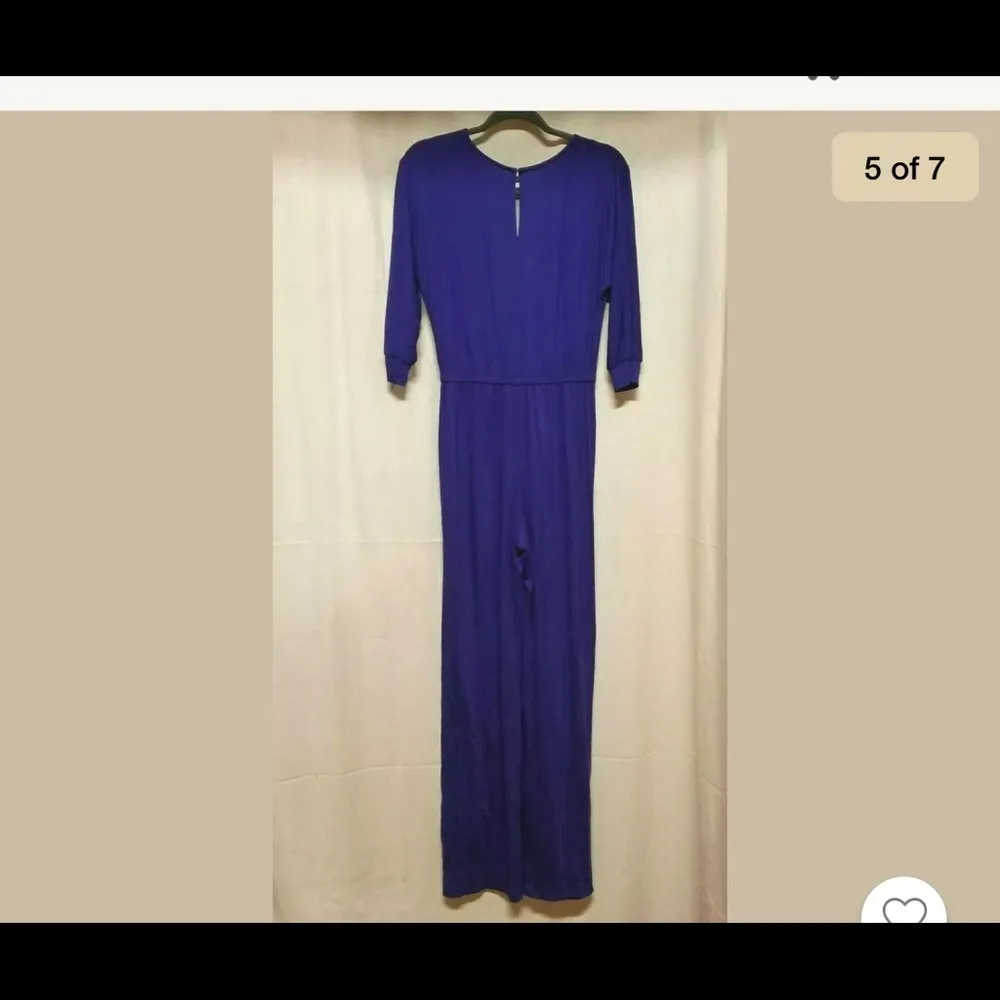 Trina Turk 3/4 sleeves wide leg jumpsuit purple jersey knit material - Image 7