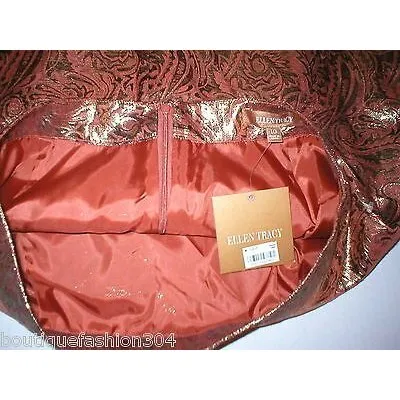 New Womens NWT $158 Ellen Tracy Skirt 10 Metallic Gold Topaz Office Party Work - Image 2