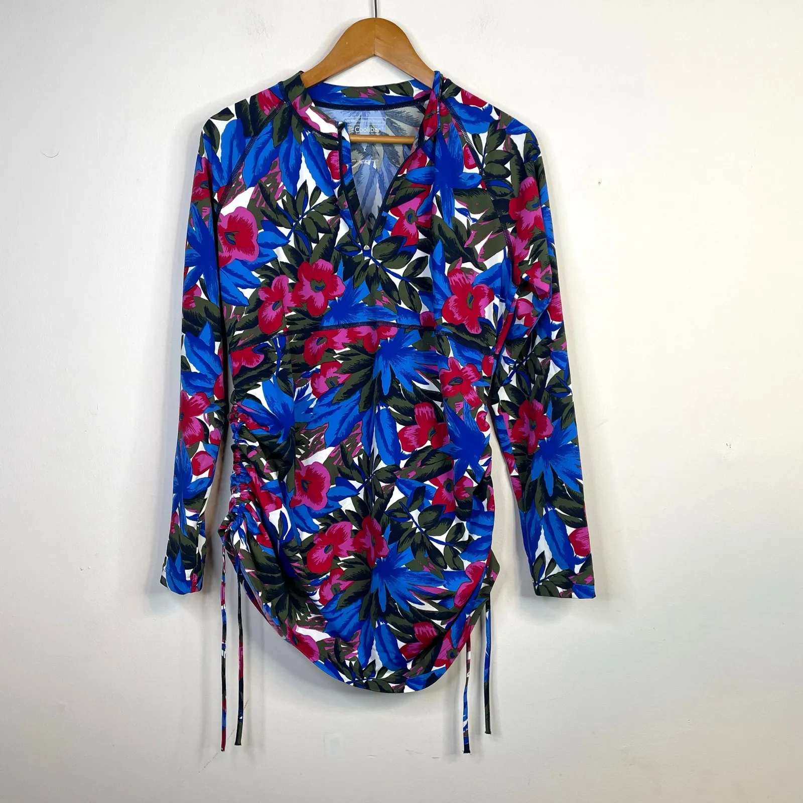 Coolibar Island Ruche Swim Shirt Swimming Rash Guard Long Sleeve Top womens L Multiple Size L - Image 2