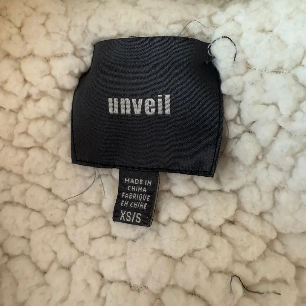 Unveil Teddy Sherpa Blazer Cardigan Jacket Cream Tan XS/S - Image 4