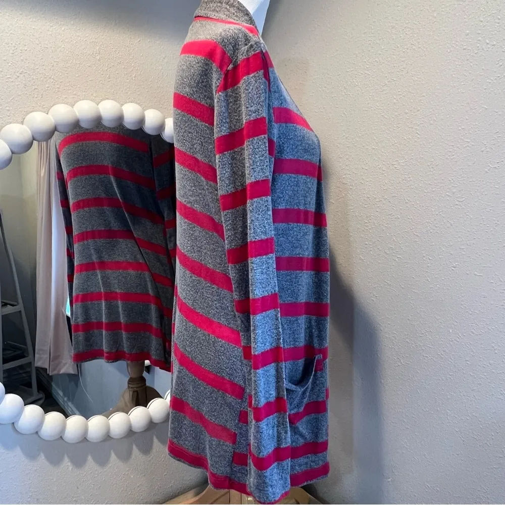 MOD LUSIVE cardigan gray pink open front pockets size medium - Image 4