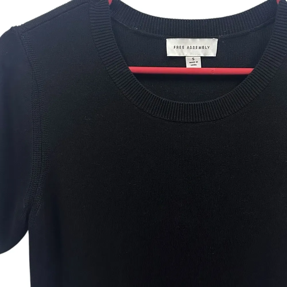 Free Assembly Black Short Sleeve Crew Neck Knit Viscose Blend Dress Womens Small - Image 9