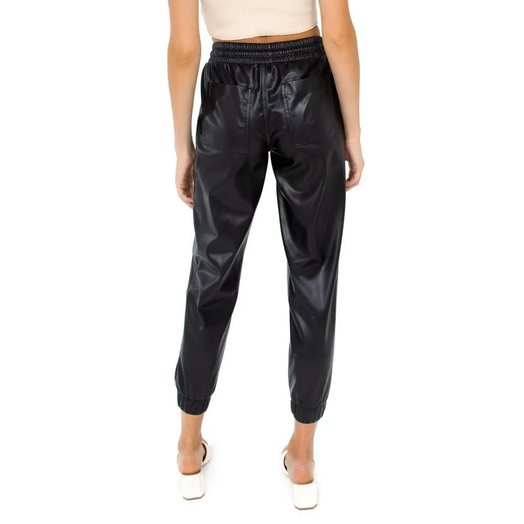 BLANKNYC Faux Leather Jogger in Black Widow 24 Womens Vegan Pants - Image 12