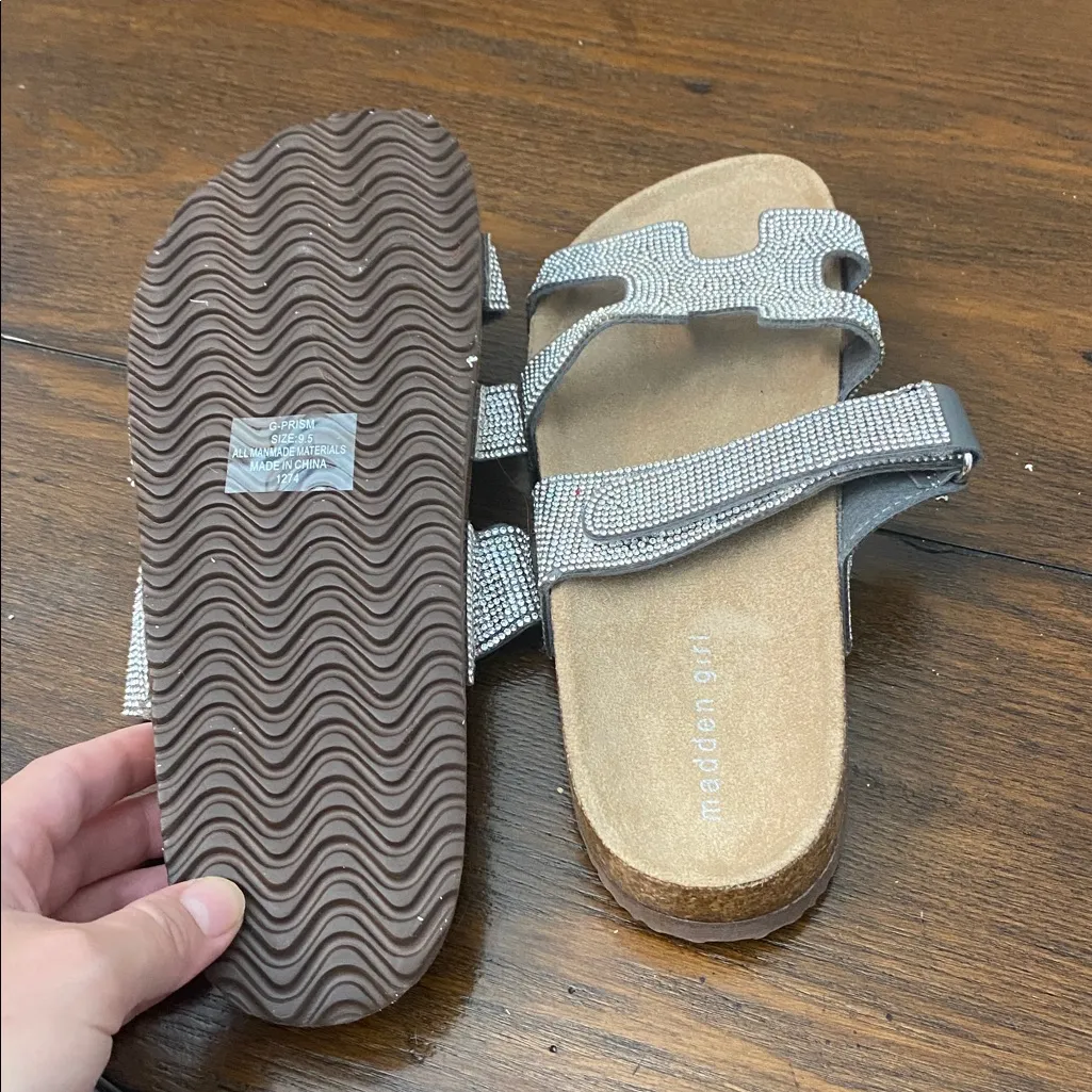 Madden girl Sparkling Silver Slide Sandals - Image 5