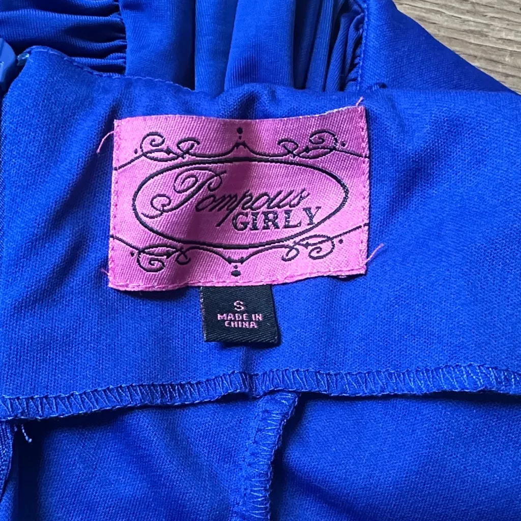 Chic Royal Blue Ruched Mini Dress - Image 9