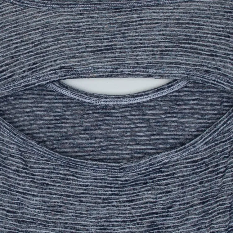 Athleta Womens Blue Striped Long Sleeve Cutout Back Top Size XL Athleisure Gym - Image 7