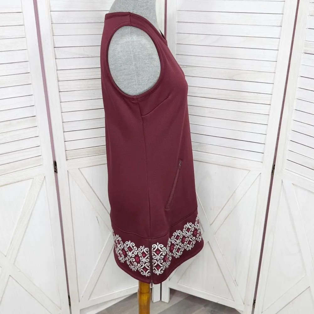 Athleta Sleeveless Tunic Fleece Lined Scuba Knit Dress Maroon Small‎ - Image 3