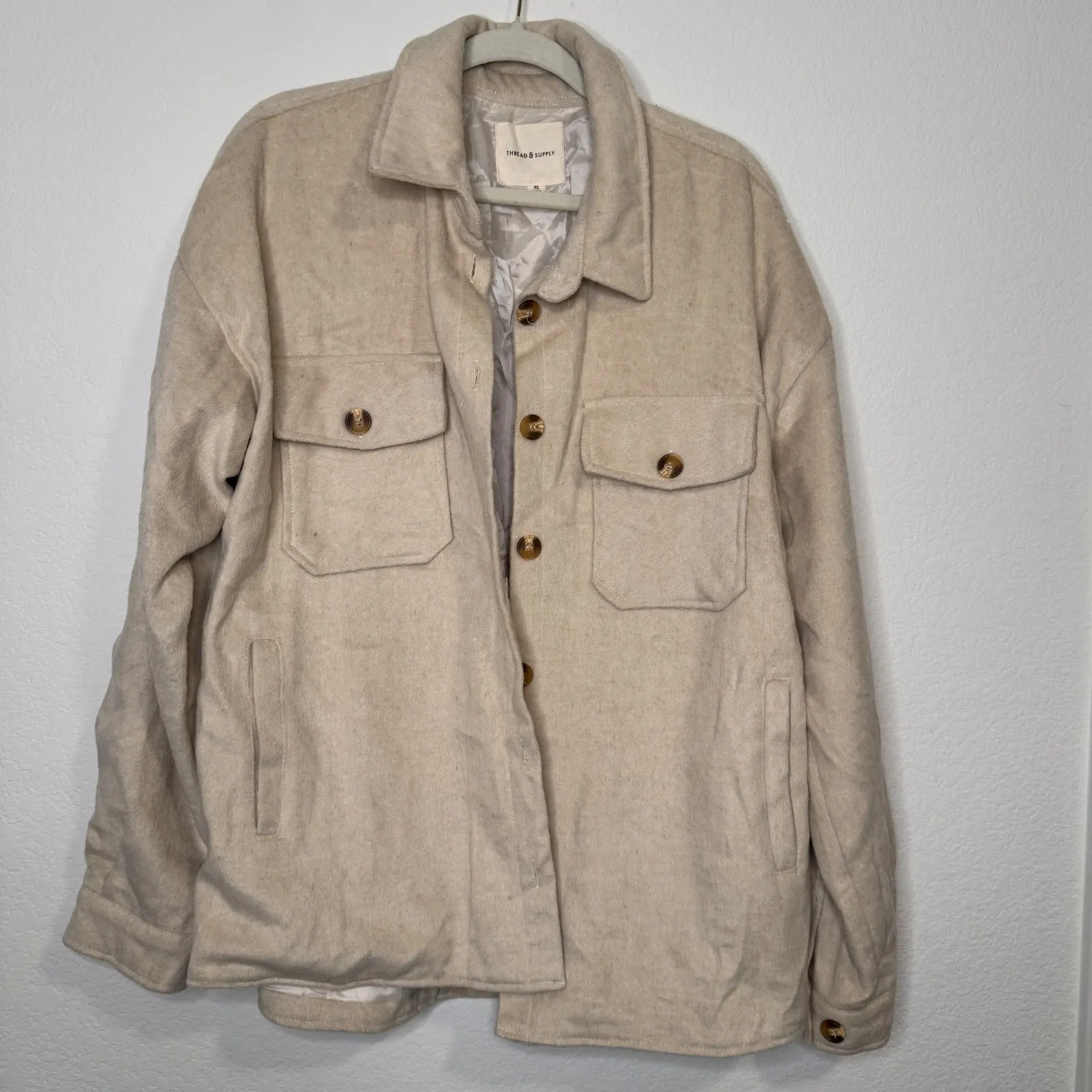 Thread & Supply Beige Shacket Brown Size XL - Image 4