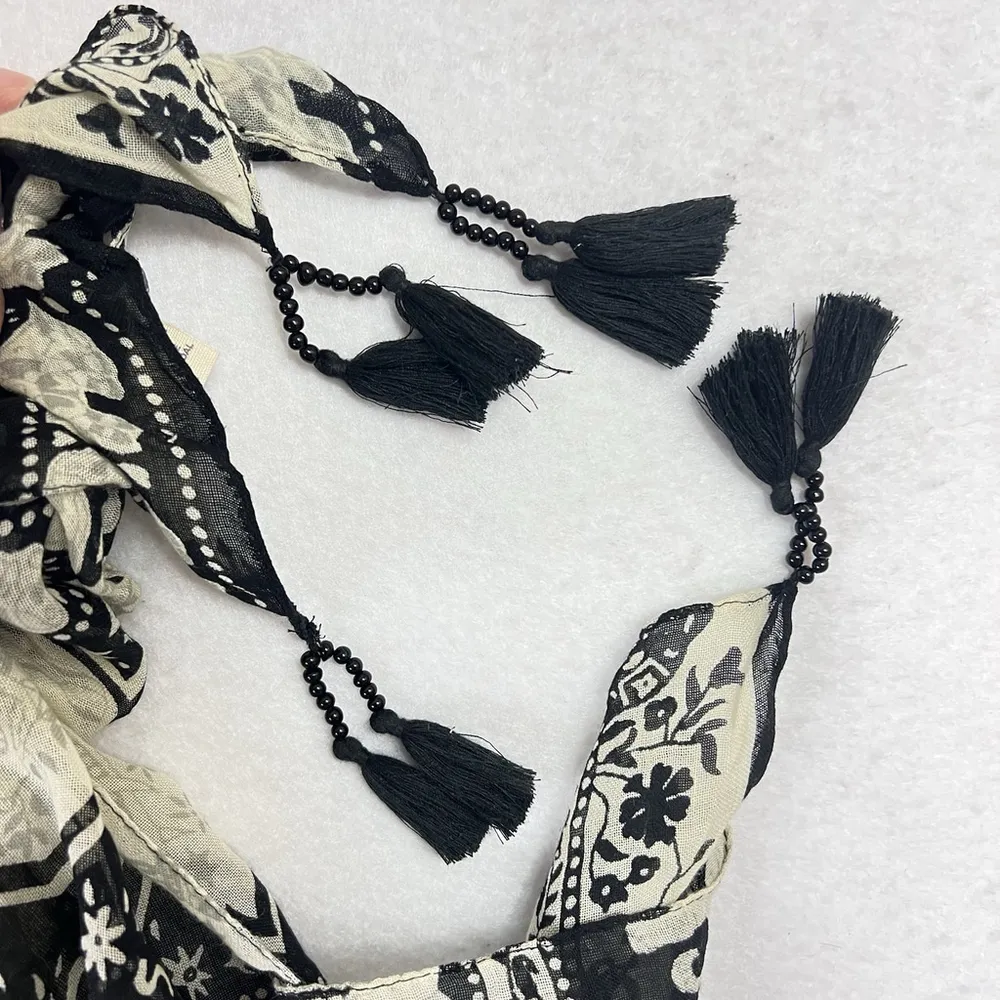 Elephant Scarf 39”x67” Threads 4 Thought Table Cloth White Black Africa India - Image 6