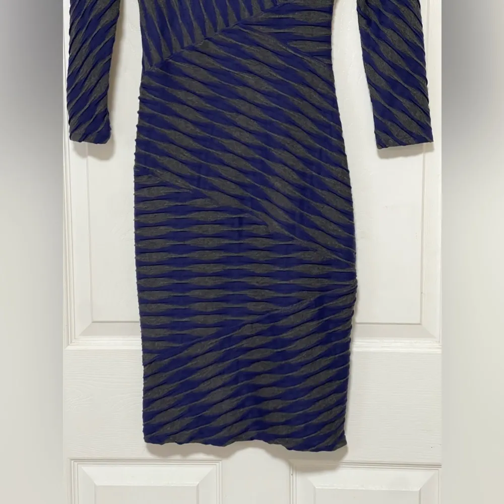 Anthropologie Tracy Reese Plenty Directional Dress Midi Bodycon Blue-Charcoal M - Image 9
