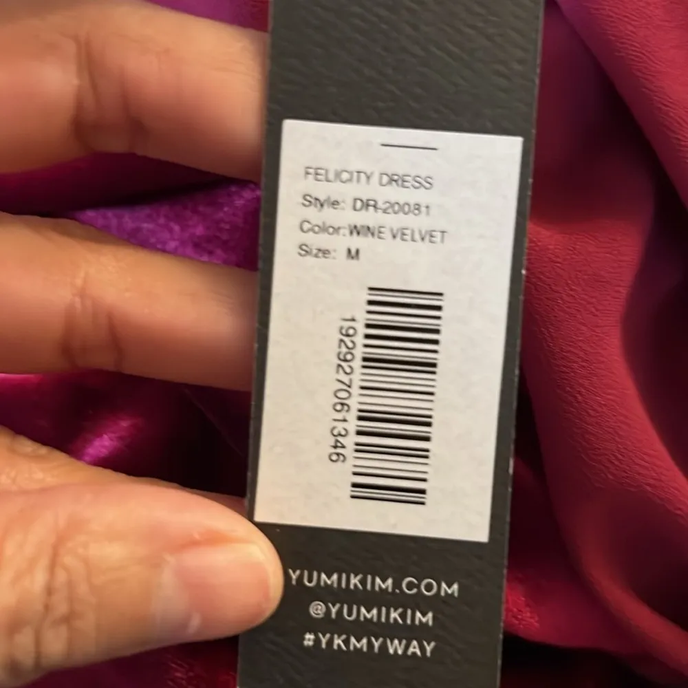 Yumi Kim x Revolve Velvet Midi Dress Gathered Waist Cocktail Dress Medium - Image 4