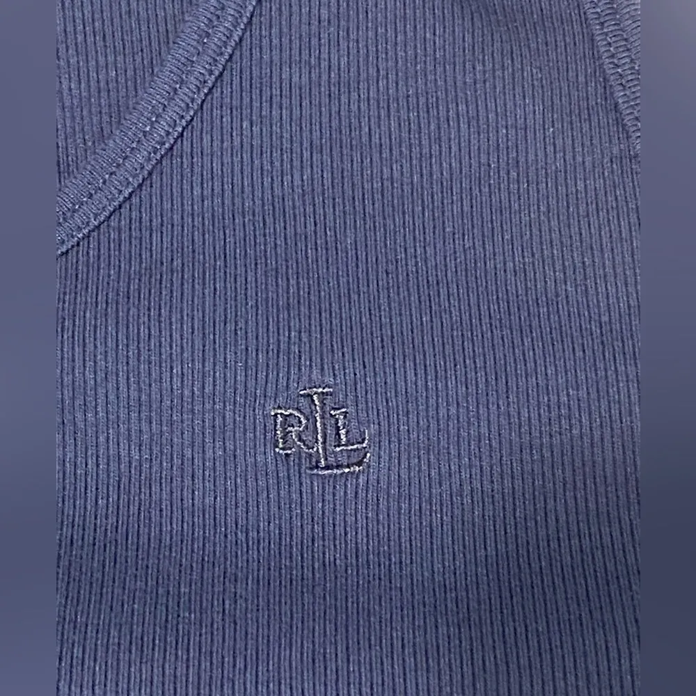 Lauren Ralph Lauren Embroidered Logo Ribbed Cotton Tank Top Navy Size 2X - Image 5